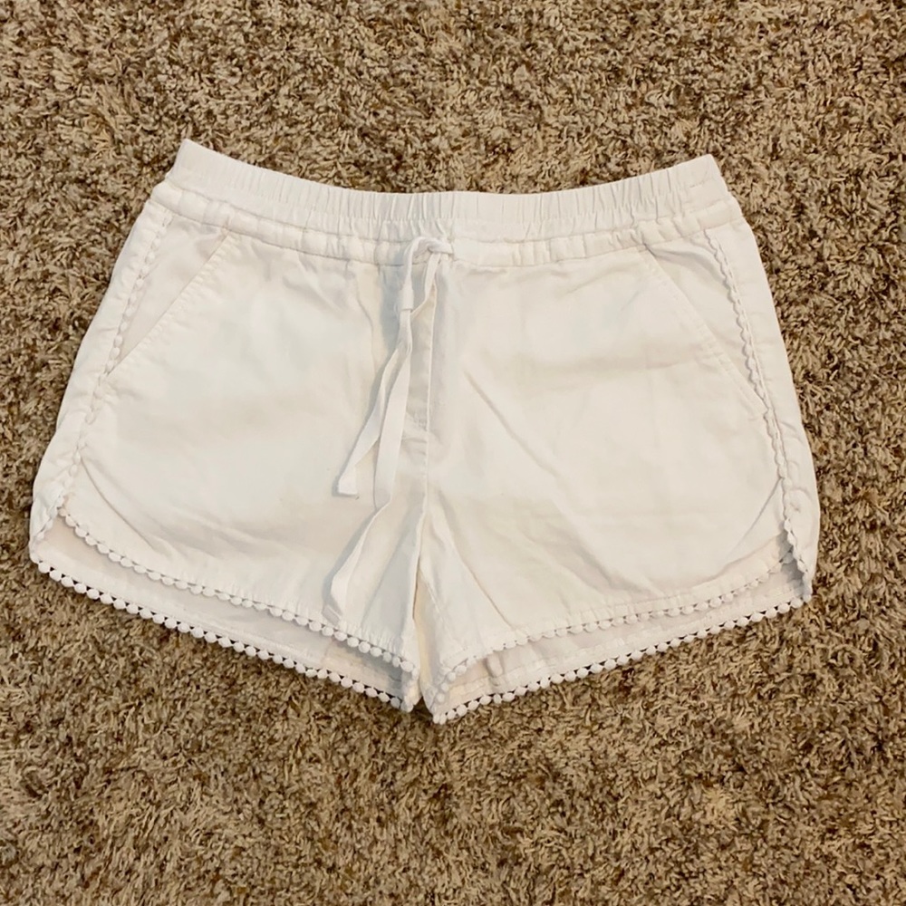 White linen shorts